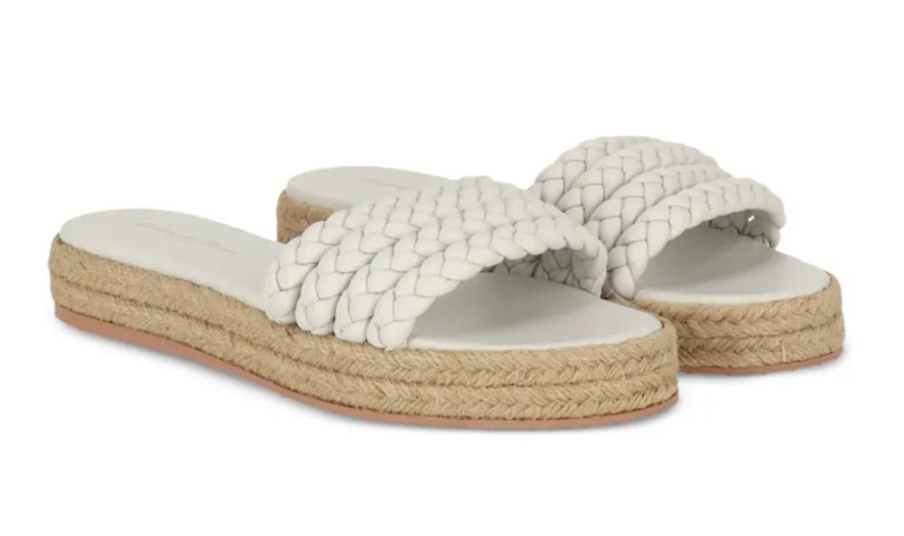 Gianvito Rossi Marbella Braided Leather Slip On Slides Sandals White Women EU 35